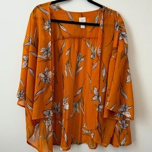 Floral Orange Short Kimono
